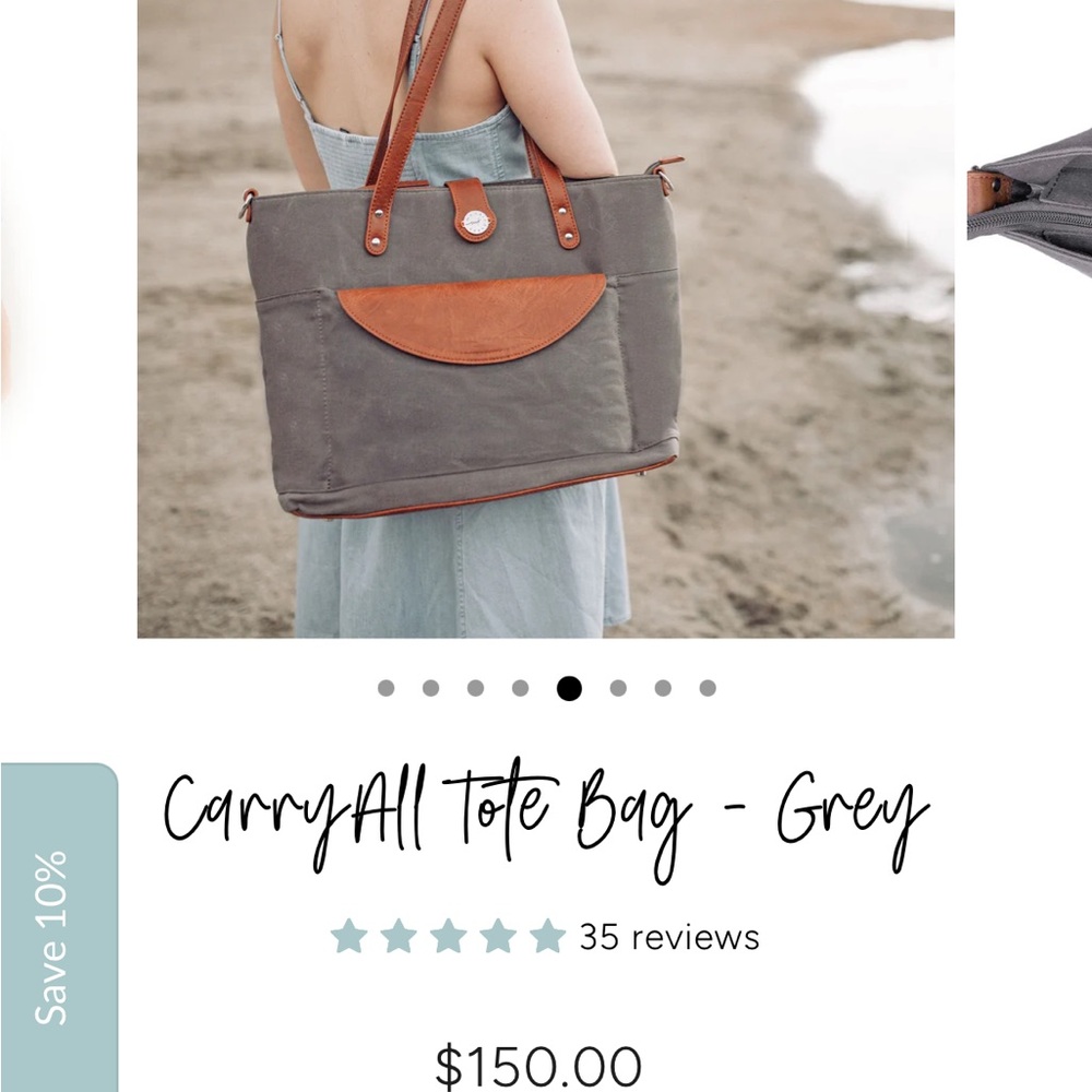 Stylish Gray Tote with Brown Details